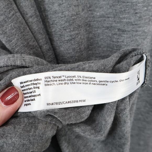 Eileen Fisher Stretch Jersey Knit Short Sleeve Knee Length Dress Gray Size M - Picture 7 of 7